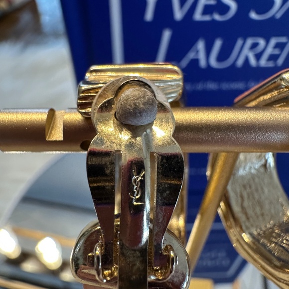 YSL Gold toned and Enamel Clip-on Earrings - Picture 4 of 5